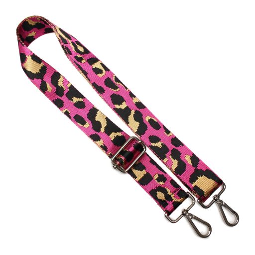 Leopard pattern Handbag Strap,Pink, Silver, 40 mm