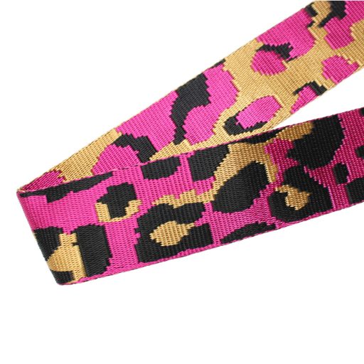 Leopard pattern Handbag Strap,Pink, Silver, 40 mm