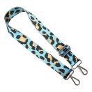 Leopard pattern Handbag Strap, Turquoise, Silver, 40 mm