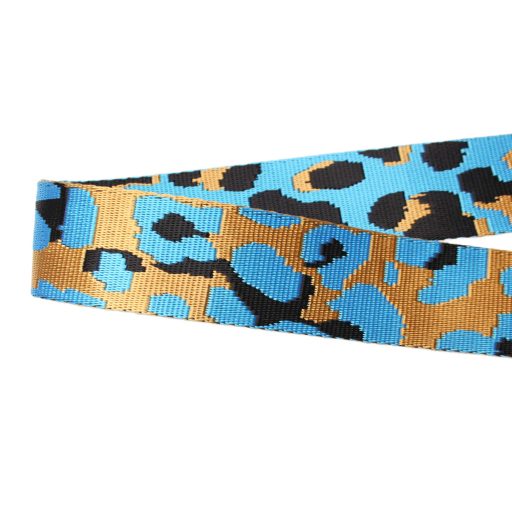 Leopard pattern Handbag Strap, Turquoise, Gold, 40 mm