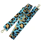 Leopard patterned Wide Handbag Strap, Turquoise, Silver, 50 mm