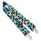 Leopard patterned Wide Handbag Strap, Turquoise, Silver, 50 mm