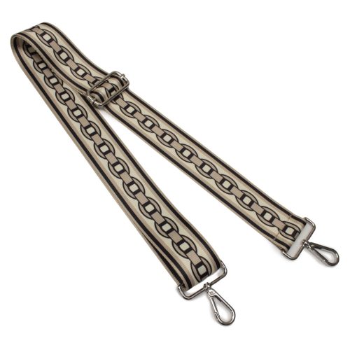 Chain patterned Detachable Bag Strap, Beige, Silver, 50 mm
