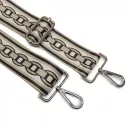Chain patterned Detachable Bag Strap, Beige, Silver, 50 mm