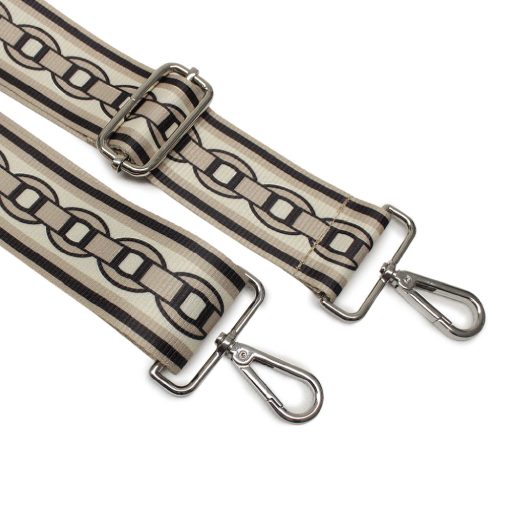 Chain patterned Detachable Bag Strap, Beige, Silver, 50 mm