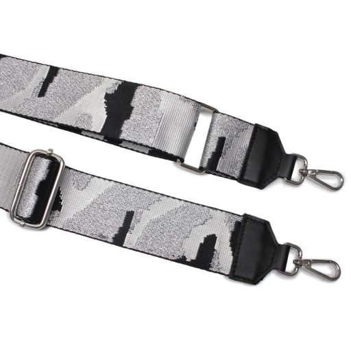 Extra wide bag strap, black silver white colour