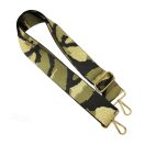 Absztrakt mintás széles táskafül, zöld-fekete, 50 mm