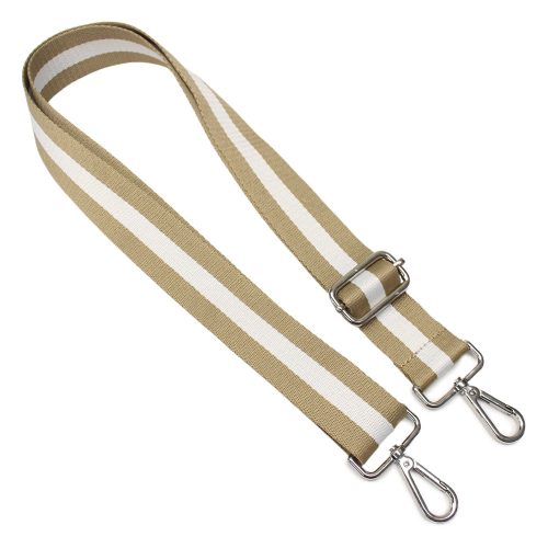 Beige-white striped wide Handbag Strap, 40 mm