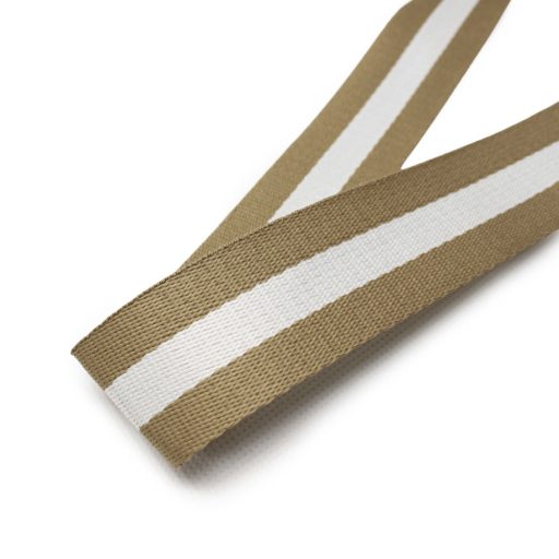 Beige-white striped wide Handbag Strap, 40 mm