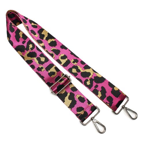 Leopard patterned Wide Handbag Strap, Silver, 50 mm