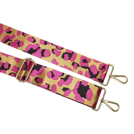 Cherry blossom patterned Wide Handbag Strap,Gold, 50 mm