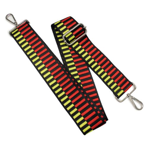 Black-Neon Yellow Striped Wide Handbag Strap, 50 mm