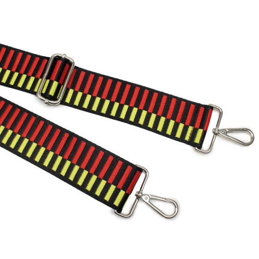 Black-Neon Yellow Striped Wide Handbag Strap, 50 mm