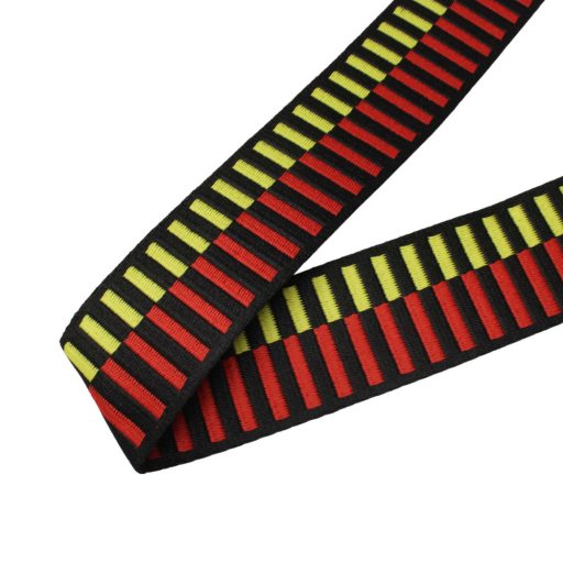 Black-Neon Yellow Striped Wide Handbag Strap, 50 mm