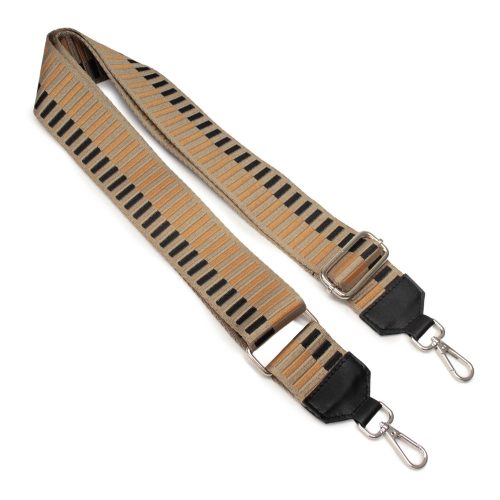 Barna Striped Bag Strap with Leather, 5 cm wide