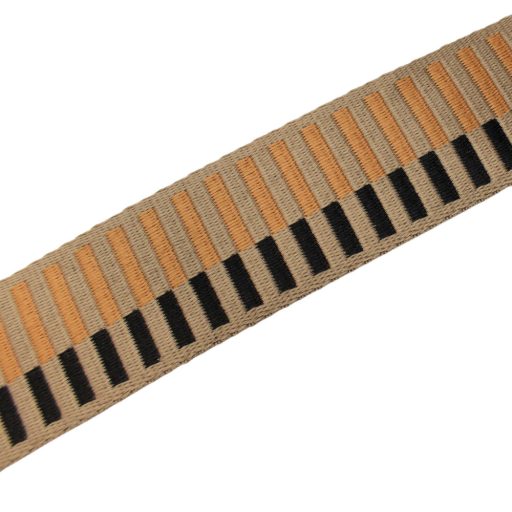 Barna Striped Bag Strap with Leather, 5 cm wide