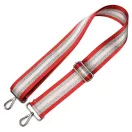 Red Silver Striped Wide Handbag Strap, 50 mm