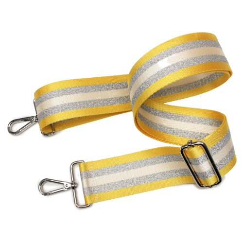 Yellow Silver Striped Wide Handbag Strap, 50 mm