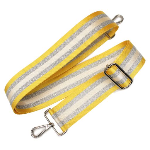 Yellow Silver Striped Wide Handbag Strap, 50 mm