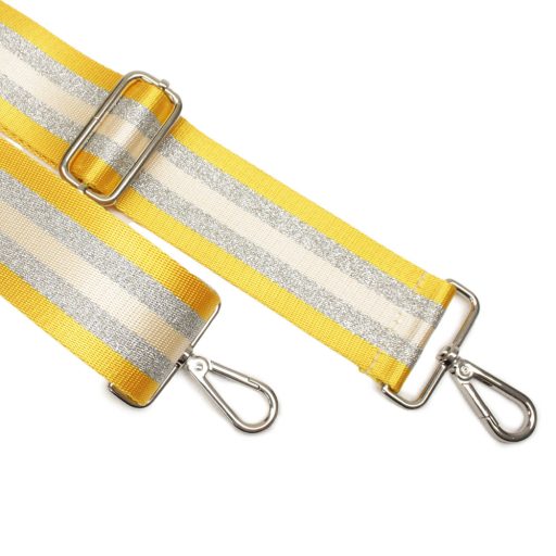Yellow Silver Striped Wide Handbag Strap, 50 mm