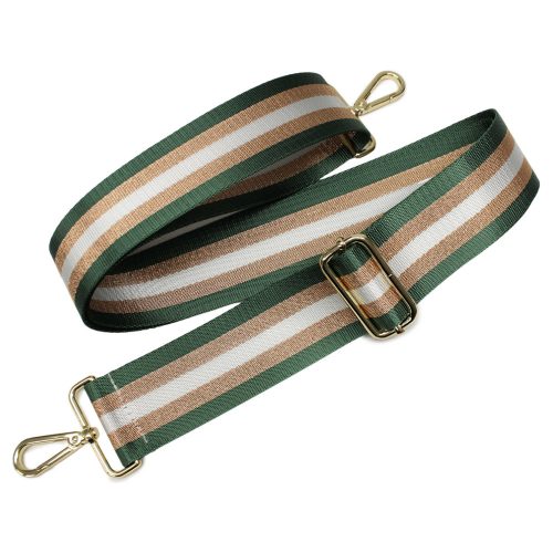 Green Gold Striped Wide Handbag Strap, 50 mm