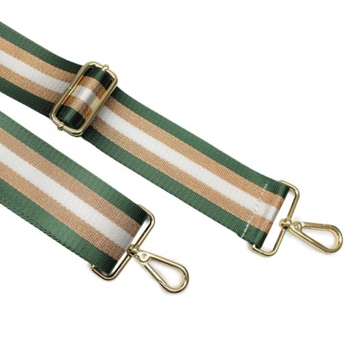 Green Gold Striped Wide Handbag Strap, 50 mm