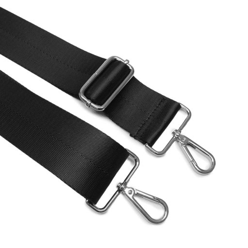 Black bag strap, 5 cm wide, silver
