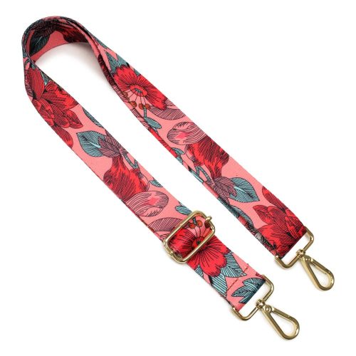 Bag strap with floral pattern, 4 cm, gold