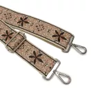 Flower patterneded Wide Handbag Strap, Beige, Nickel, 50 mm