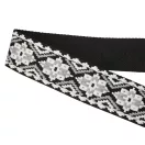Flower patterneded Wide Handbag Strap, Black, Nickel, 50 mm