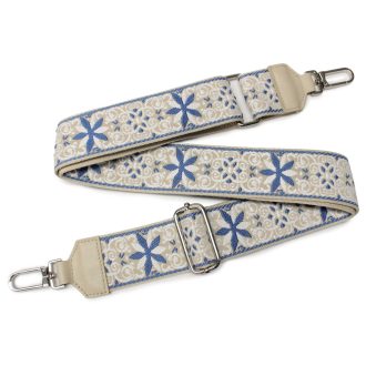   Blue beige flowery pattern bag strap with leatherEz az 5 cm széles táska vállpánt egy stílusos és praktikus választás ha szeretnéd megújítani a meglévő táskádat, vagy a frissen készült saját magad ált