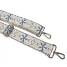 Flower patterneded Wide Handbag Strap, Blue, Nickel, 50 mm