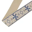 Flower patterneded Wide Handbag Strap, Blue, Nickel, 50 mm