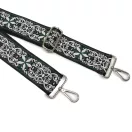 Flower patterneded Wide Handbag Strap, Green, Nickel, 50 mm