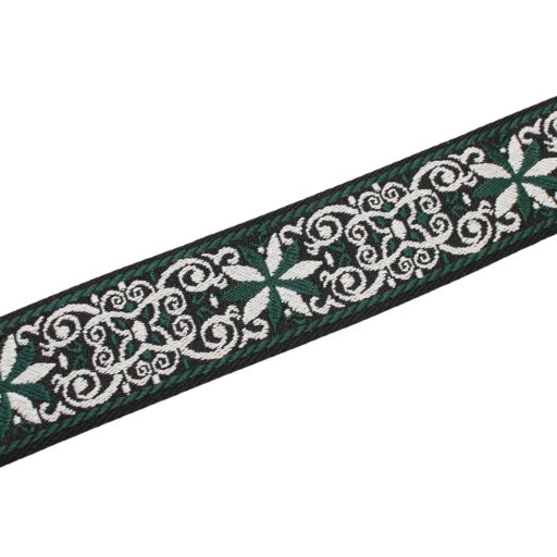 Flower patterneded Wide Handbag Strap, Green, Gold, 50 mm