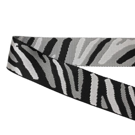 Zebra mintás, fekete táska pánt bőrrel, 5 cm széles