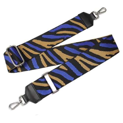 Zebra pattern wide bag strap, blue