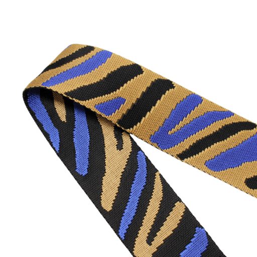 Zebra pattern wide bag strap, blue