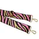 Zebra patterned Wide Handbag Strap, Black-Pink, 50 mm