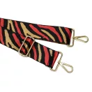 Zebra patterned Wide Handbag Strap, Black-Red, 50 mm