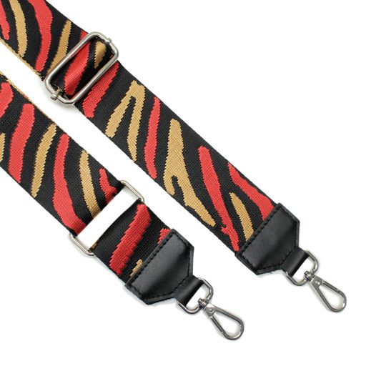 Zebra pattern bag strap, red