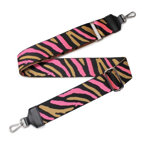 Zebra mintás, pink táska vállpánt bőrrel, 5 cm széles
