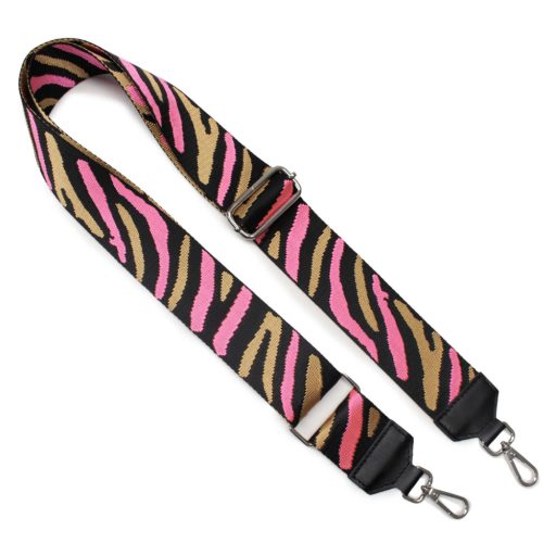 Zebra mintás, pink táska vállpánt bőrrel, 5 cm széles