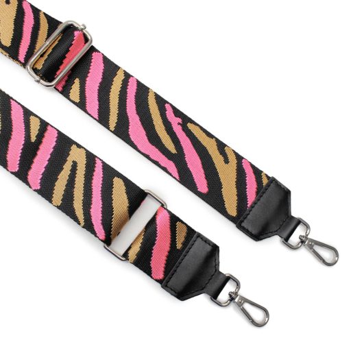 Zebra mintás, pink táska vállpánt bőrrel, 5 cm széles