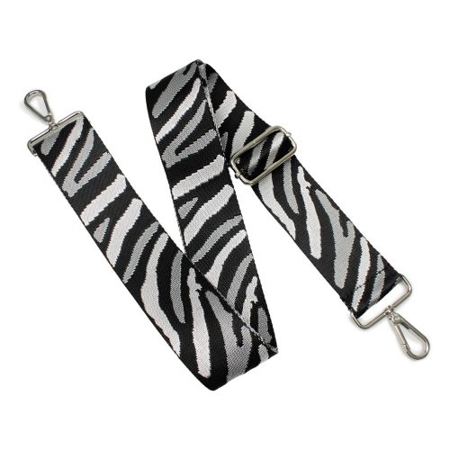 Zebra patterned Wide Handbag Strap, Black-White, 50 mm