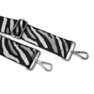 Zebra patterned Wide Handbag Strap, Black-White, 50 mm