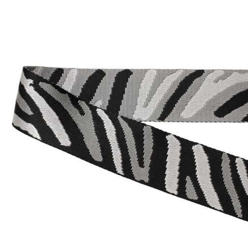 Zebra patterned Wide Handbag Strap, Black-White, 50 mm