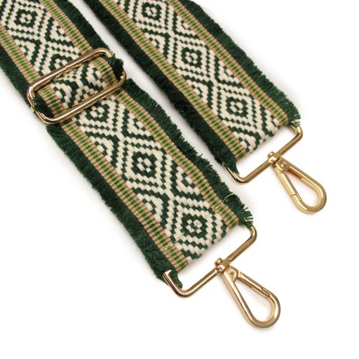 Green patterned, Wide Handbag Strap, 50 mm