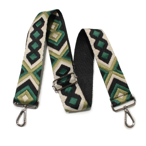 Green patterned, Wide Handbag Strap, 50 mm