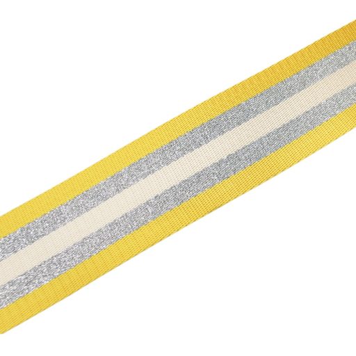 Striped Woven Webbing, Yellow-Silver, 50 mm